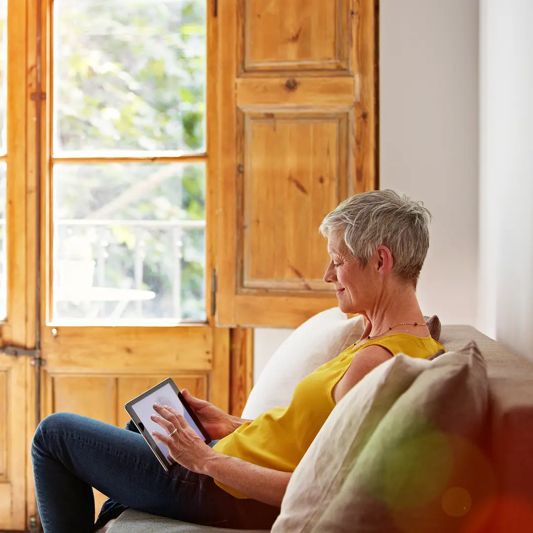 Older woman using a tablet
